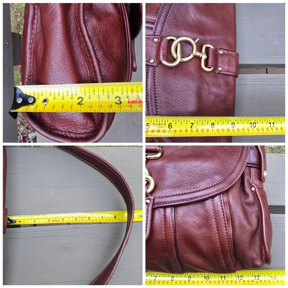 Brown Leather Purse Liz Claiborne Flap Handbag Gild Tone Hardware Satchel - Picture 9 of 9